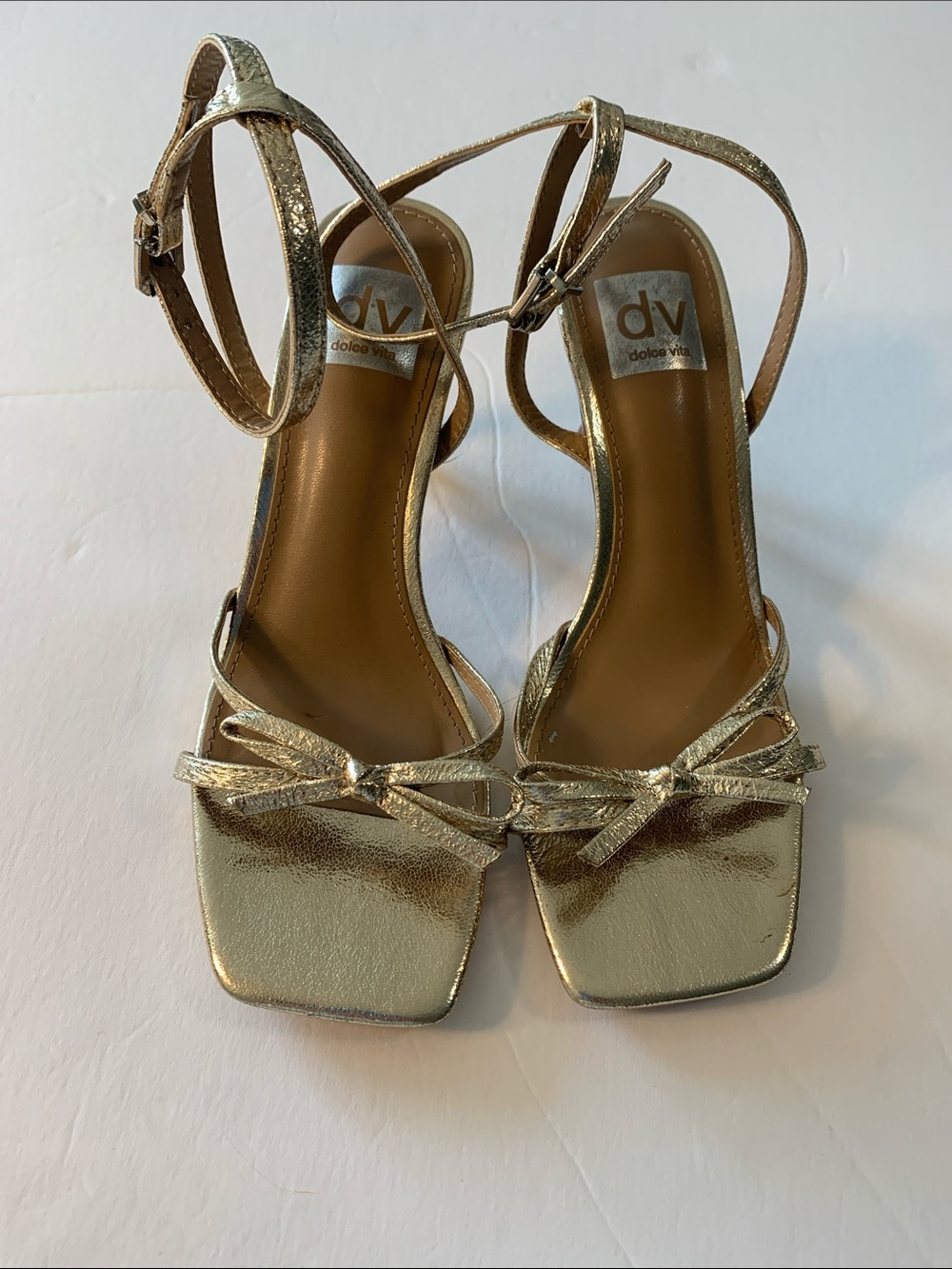 DV by Dolce Vita Gold Strappy Bow Heels